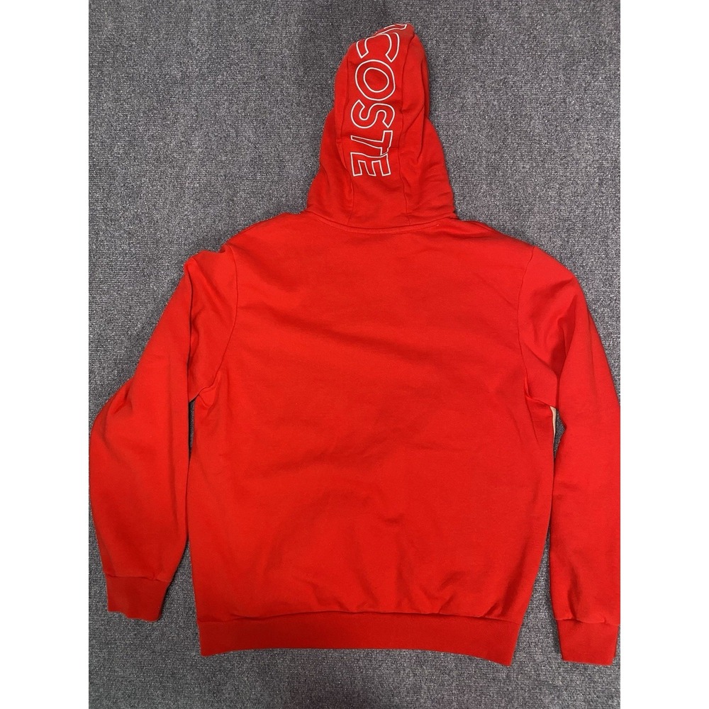 Lacoste Men's Hooded Colorblock Red Blue Cream Classic Sweatshirt Size XL - Picture 7 of 8